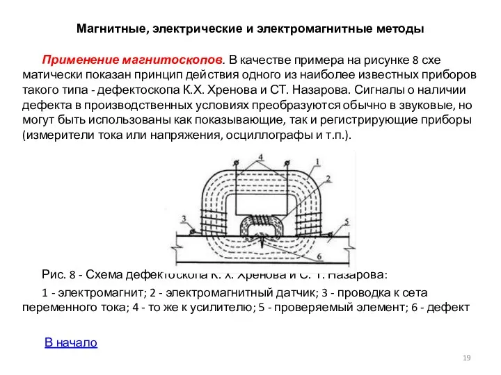 Магнитные, электрические и электромагнитные методы Применение магнитоскопов. В качестве примера на рисунке 8