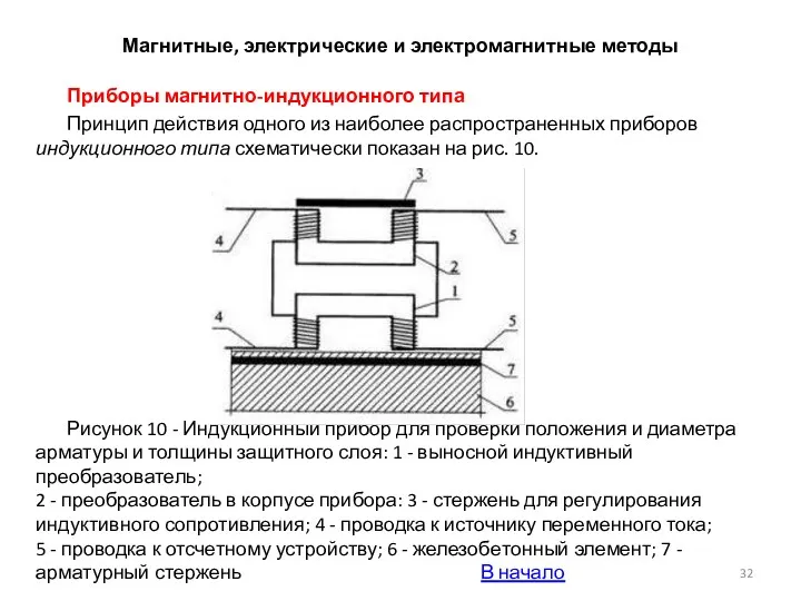 Магнитные, электрические и электромагнитные методы Приборы магнитно-индукционного типа Принцип действия одного из наиболее