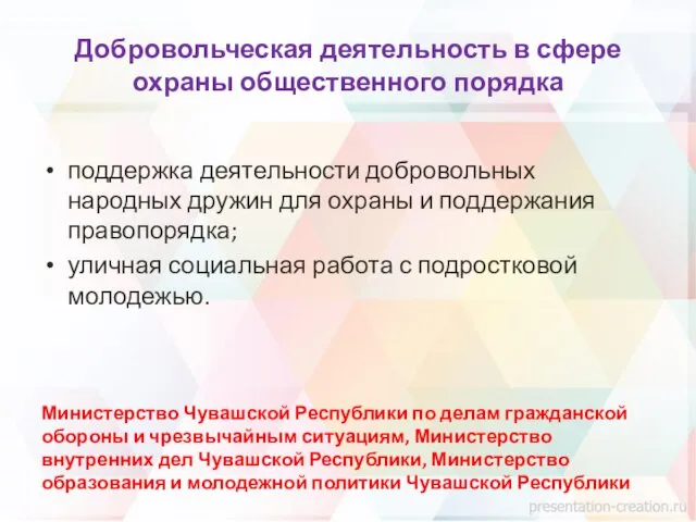 Добровольческая деятельность в сфере охраны общественного порядка поддержка деятельности добровольных