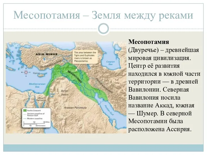 Месопотамия – Земля между реками Месопотамия (Двуречье) – древнейшая мировая цивилизация. Центр её