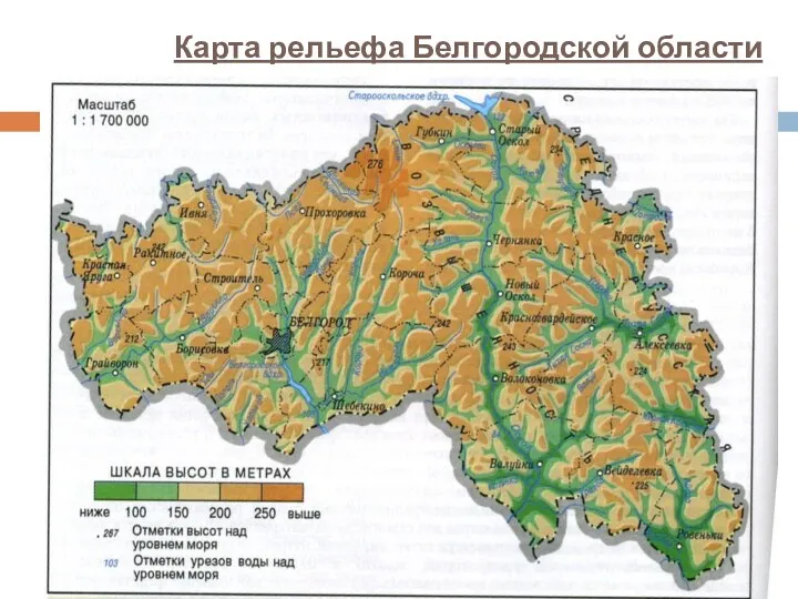 Карта рельефа Белгородской области