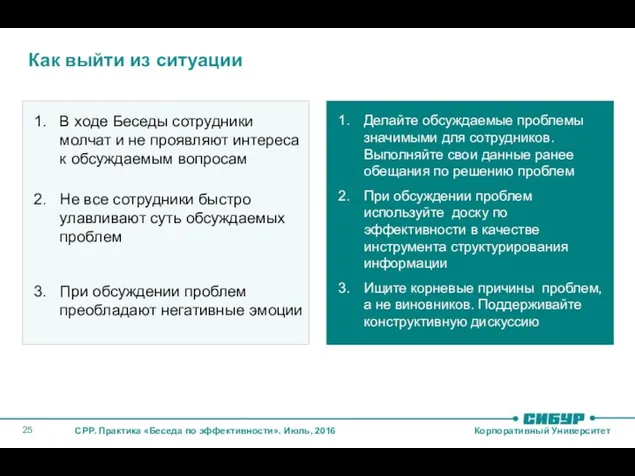 Как выйти из ситуации В ходе Беседы сотрудники молчат и