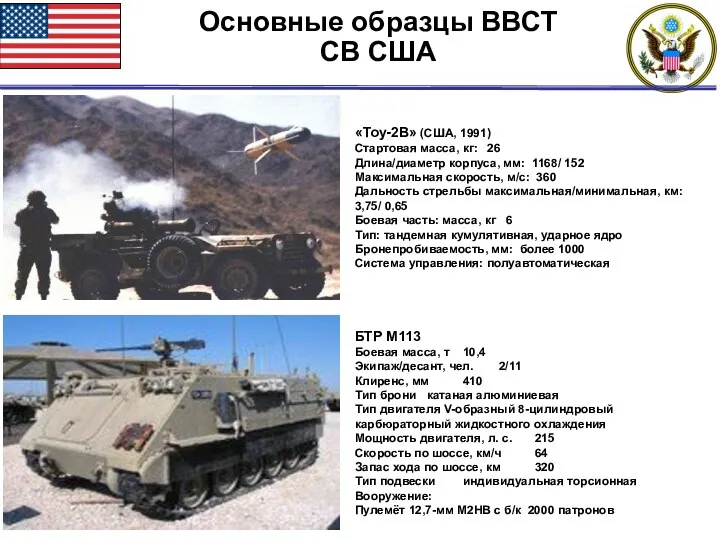 Основные образцы ВВСТ СВ США «Тоу-2В» (США, 1991) Стартовая масса,