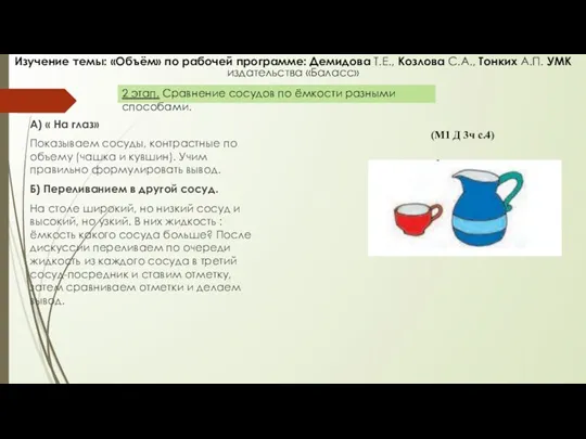 А) « На глаз» Показываем сосуды, контрастные по объему (чашка