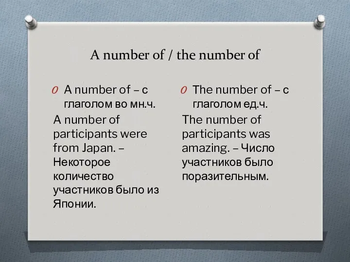 A number of / the number of A number of