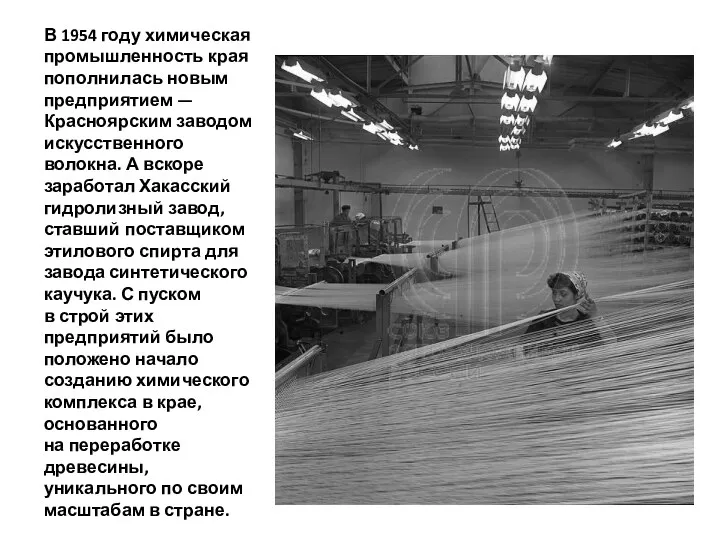 В 1954 году химическая промышленность края пополнилась новым предприятием —