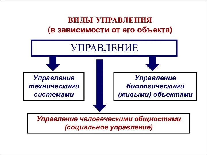 ВИДЫ УПРАВЛЕНИЯ (в зависимости от его объекта) УПРАВЛЕНИЕ Управление техническими