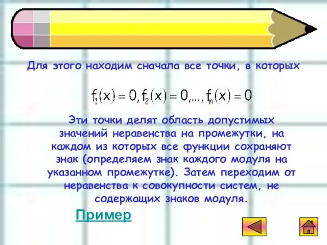 Метод интервалов Для этого находим сначала все точки, в которых