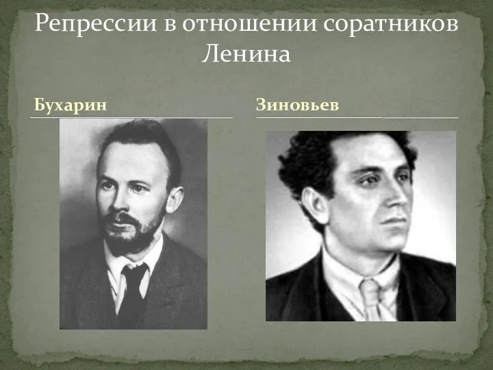Бухарин Репрессии в отношении соратников Ленина Зиновьев