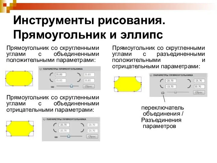 Инструменты рисования. Прямоугольник и эллипс Прямоугольник со скругленными углами с