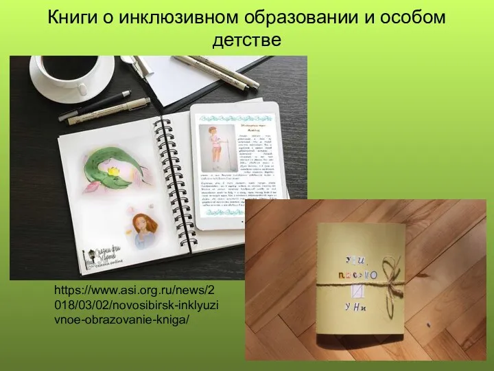 Книги о инклюзивном образовании и особом детстве https://www.asi.org.ru/news/2018/03/02/novosibirsk-inklyuzivnoe-obrazovanie-kniga/