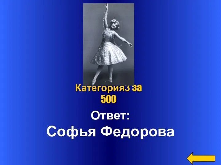 Ответ: Софья Федорова Категория3 за 500