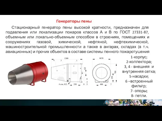 Генераторы пены Стационарный генератор пены высокой кратности, предназначен для подавления