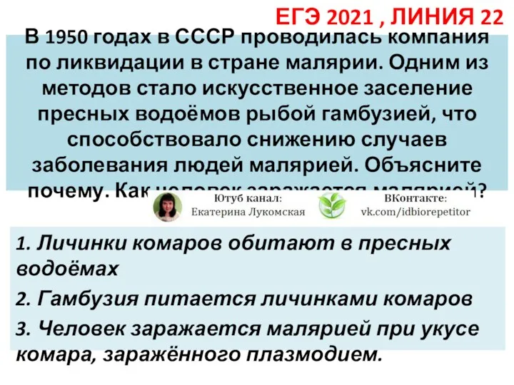 В 1950 годах в СССР проводилась компания по ликвидации в стране малярии. Одним