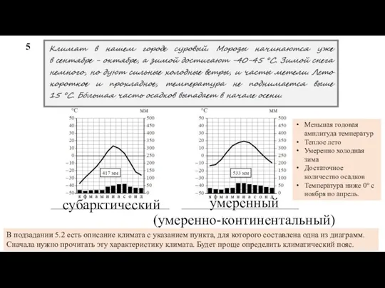 5 В подзадании 5.2 есть описание климата с указанием пункта,