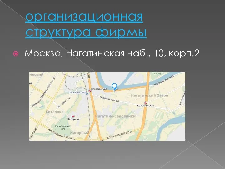 организационная структура фирмы Москва, Нагатинская наб., 10, корп.2