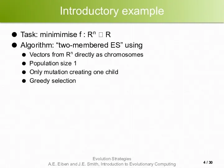 Introductory example Task: minimimise f : Rn ? R Algorithm: