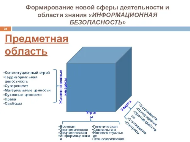 Формирование новой сферы деятельности и области знания «ИНФОРМАЦИОННАЯ БЕЗОПАСНОСТЬ» Предметная