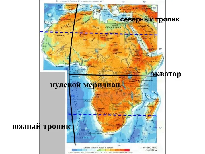 северный тропик экватор нулевой меридиан южный тропик