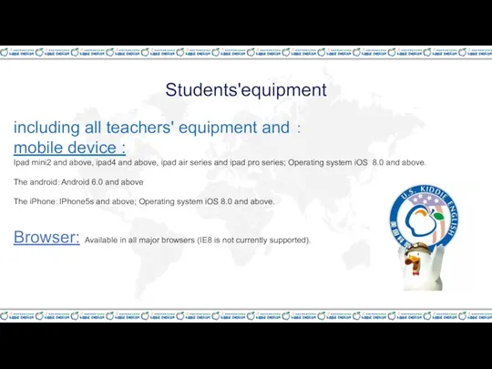Students'equipment including all teachers' equipment and ： mobile device :