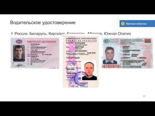 Водительское удостоверение Россия, Беларусь, Киргизия, Казахстан, Абхазия, Южная Осетия