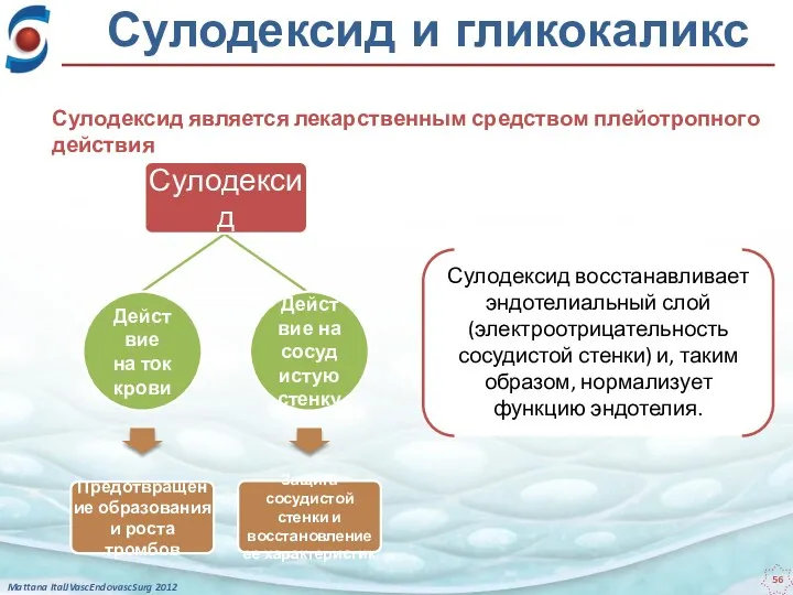 Сулодексид и гликокаликс Mattana ItalJVascEndovascSurg 2012 Сулодексид является лекарственным средством