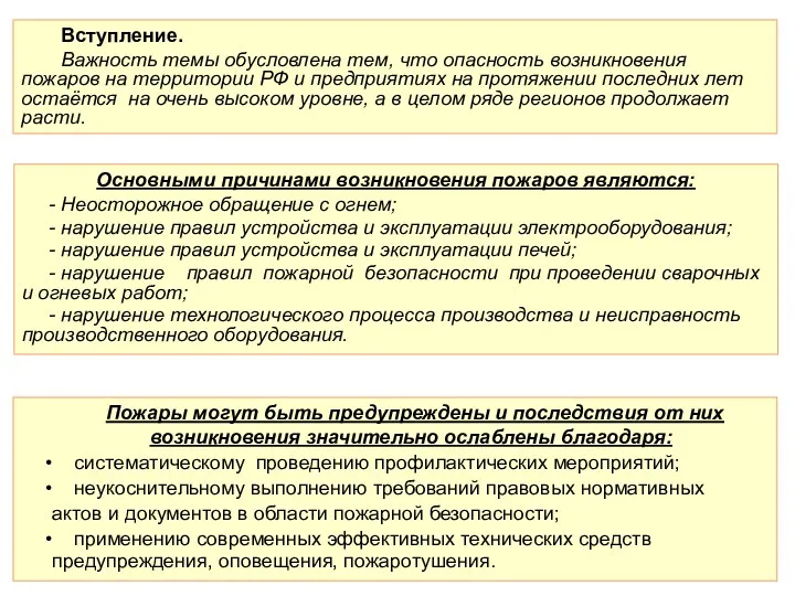 Основными причинами возникновения пожаров являются: - Неосторожное обращение с огнем;