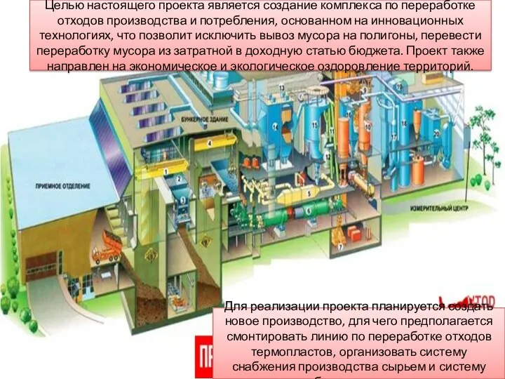 Целью настоящего проекта является создание комплекса по переработке отходов производства