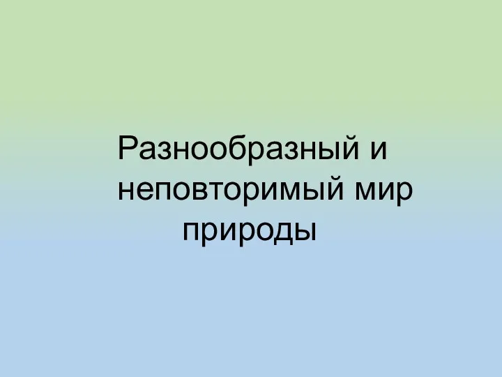 Разнообразный и неповторимый мир природы