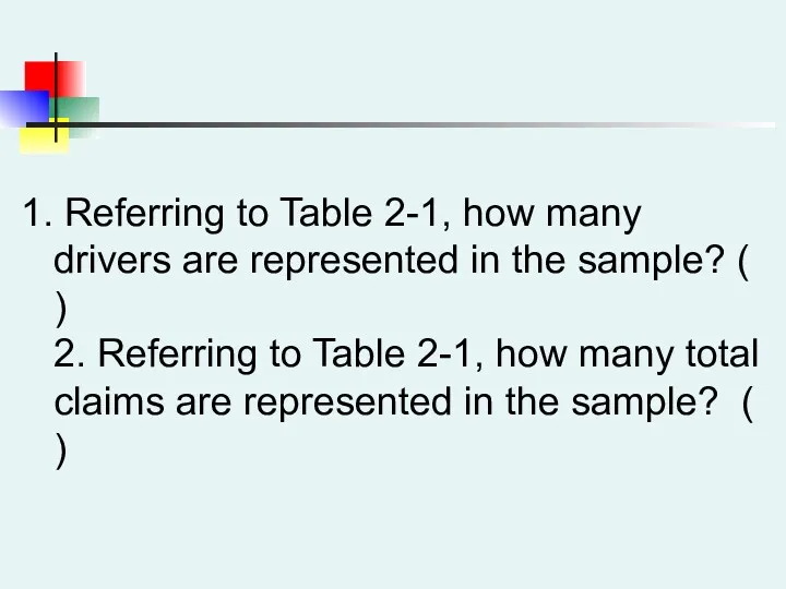 Referring to Table 2-1, how many drivers are represented in
