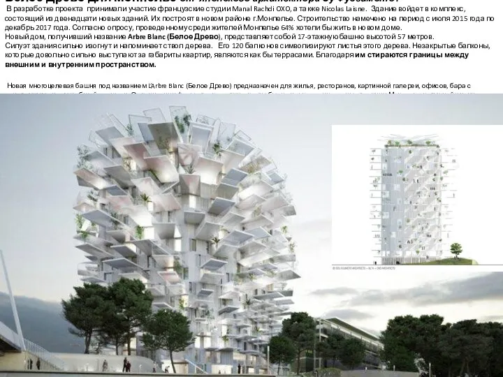 Белое Древо для Монпелье от японского архитектора Су Фудзимото . В разработке проекта
