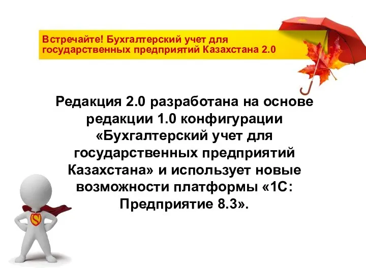 Встречайте! Бухгалтерский учет для государственных предприятий Казахстана 2.0 Редакция 2.0 разработана на основе