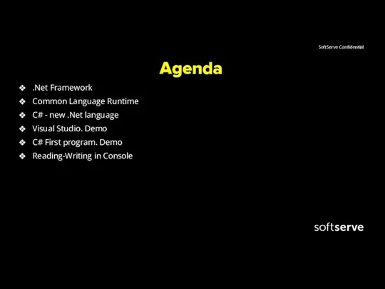 Agenda .Net Framework Common Language Runtime C# - new .Net