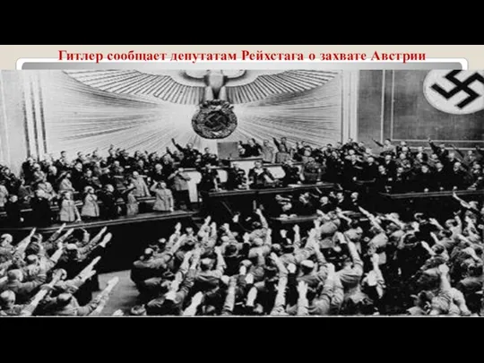 Гитлер сообщает депутатам Рейхстага о захвате Австрии