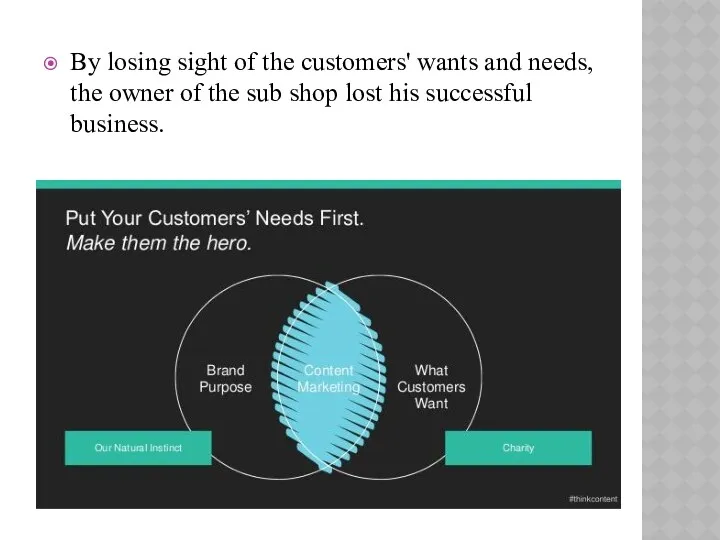 By losing sight of the customers' wants and needs, the