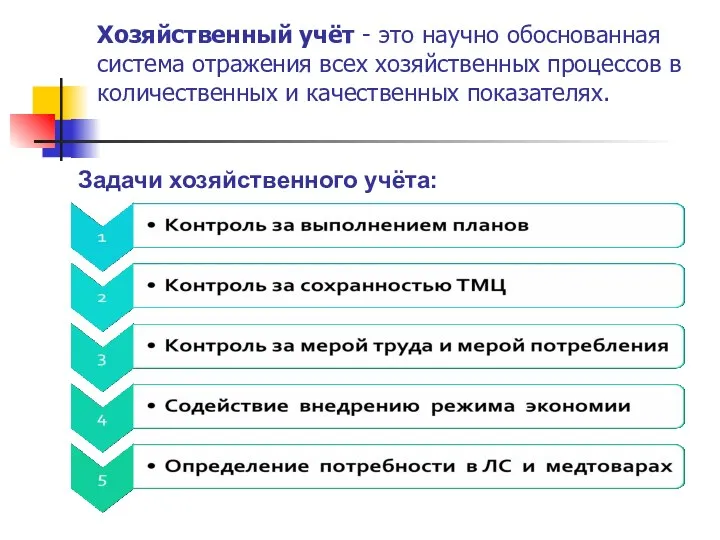 Хозяйственный учёт - это научно обоснованная система отражения всех хозяйственных процессов в количественных