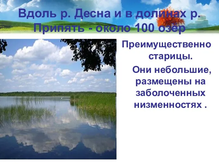 Вдоль р. Десна и в долинах р.Припять - около 100