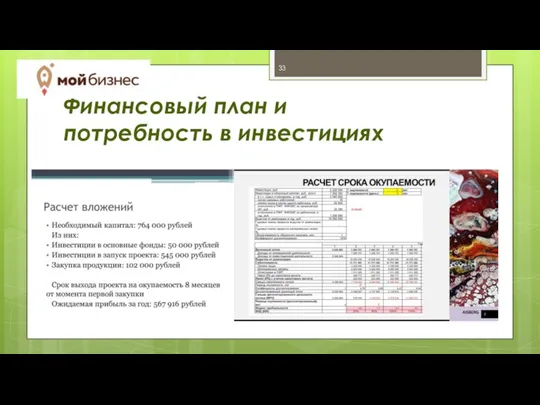 Финансовый план и потребность в инвестициях