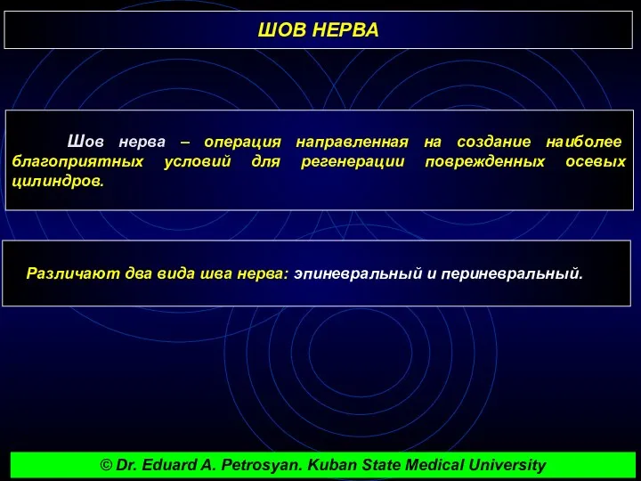 ШОВ НЕРВА Шов нерва – операция направленная на создание наиболее благоприятных условий для