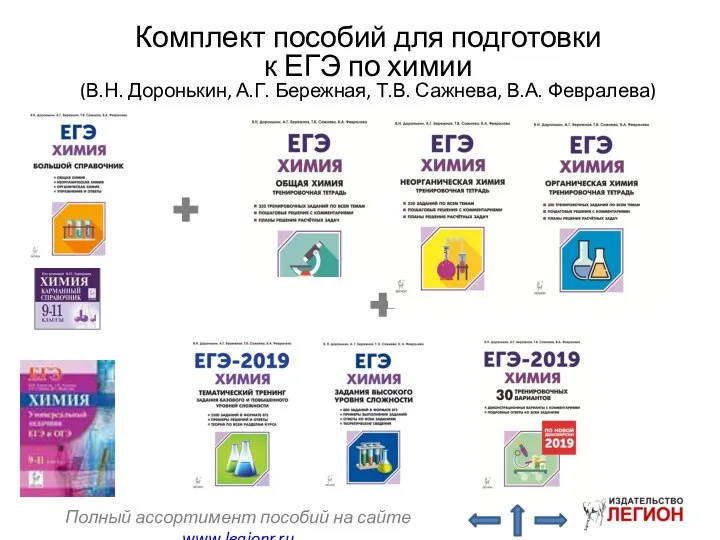 Комплект пособий для подготовки к ЕГЭ по химии (В.Н. Доронькин,