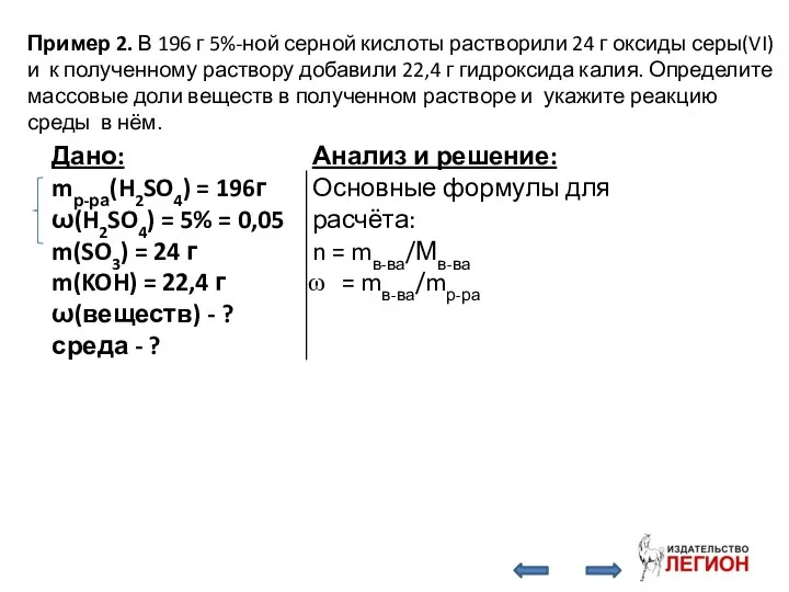 Пример 2. В 196 г 5%-ной серной кислоты растворили 24