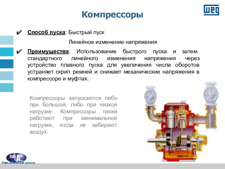 Способ пуска: Быстрый пуск Линейное изменение напряжения Преимущества: Использование быстрого