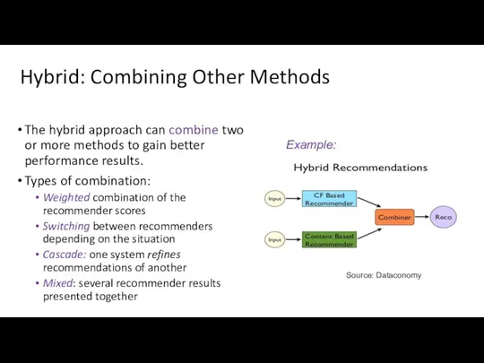 Hybrid: Combining Other Methods The hybrid approach can combine two