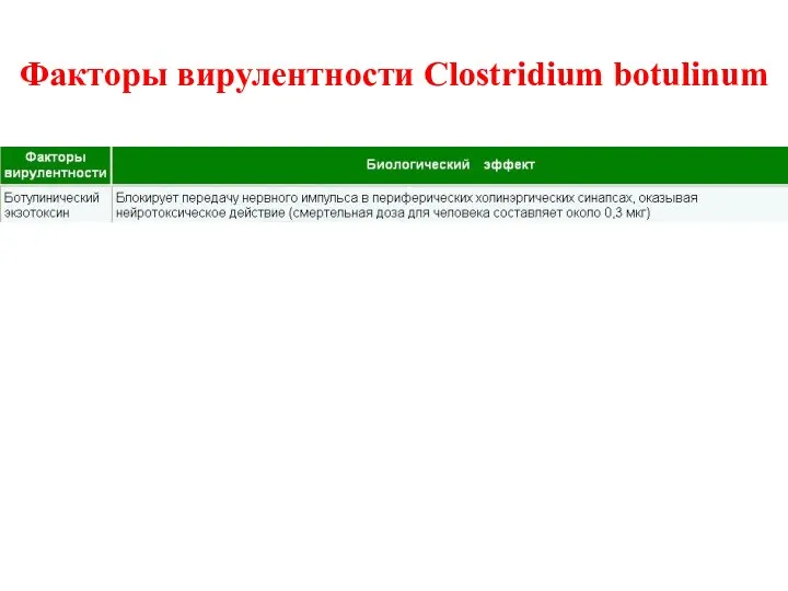 Факторы вирулентности Clostridium botulinum