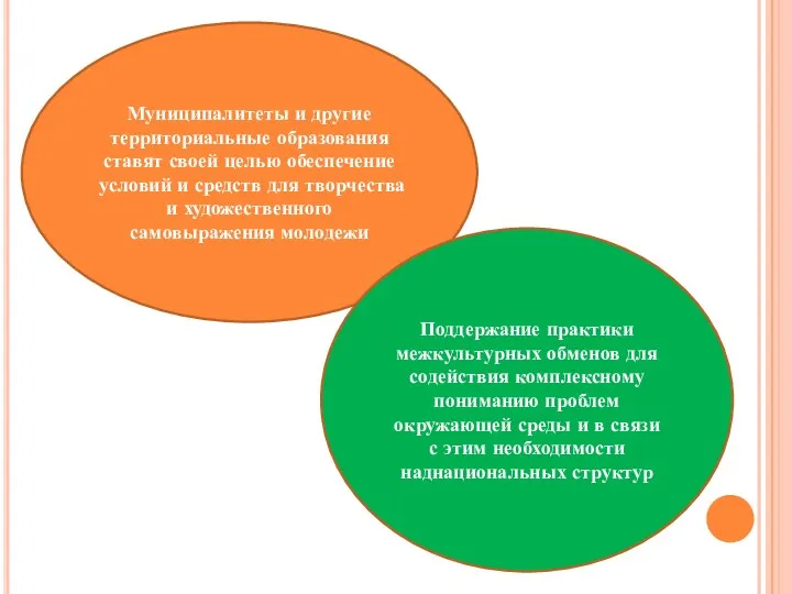 Муниципалитеты и другие территориальные образования ставят своей целью обеспечение условий