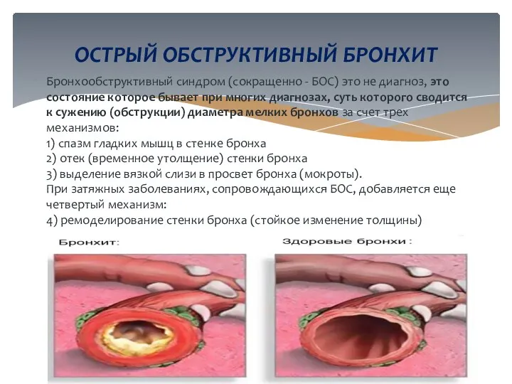 Бронхообструктивный синдром (сокращенно - БОС) это не диагноз, это состояние