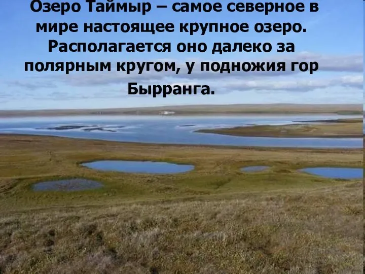Озеро Таймыр – самое северное в мире настоящее крупное озеро. Располагается оно далеко