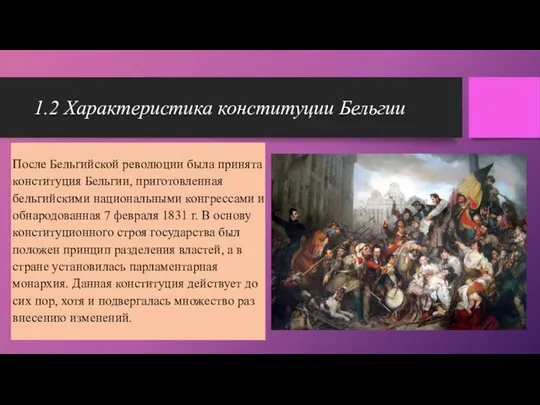 1.2 Характеристика конституции Бельгии После Бельгийской революции была принята конституция