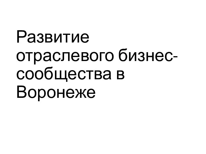 Развитие отраслевого бизнес-сообщества в Воронеже