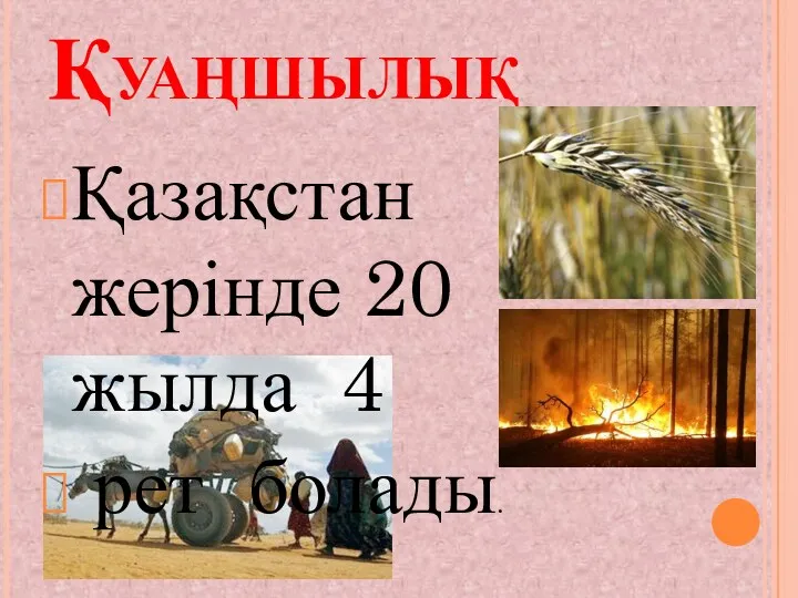 Қуаңшылық Қазақстан жерінде 20 жылда 4 рет болады.